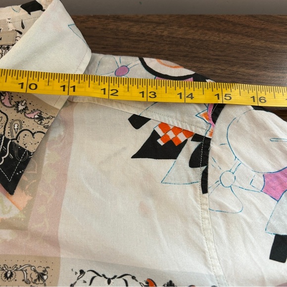 ❤️ Etro Multicolor Patch Work Graphic Button Down Shirt 44 - Picture 8 of 9